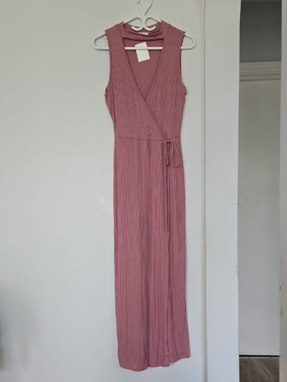 Caution To The Wind Sleeveless Wrap Maxi Dress - Rose